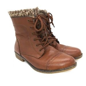 Mudd Women's Boots Size 9 M Brown Lace Up  Side Zip  Mid-calf